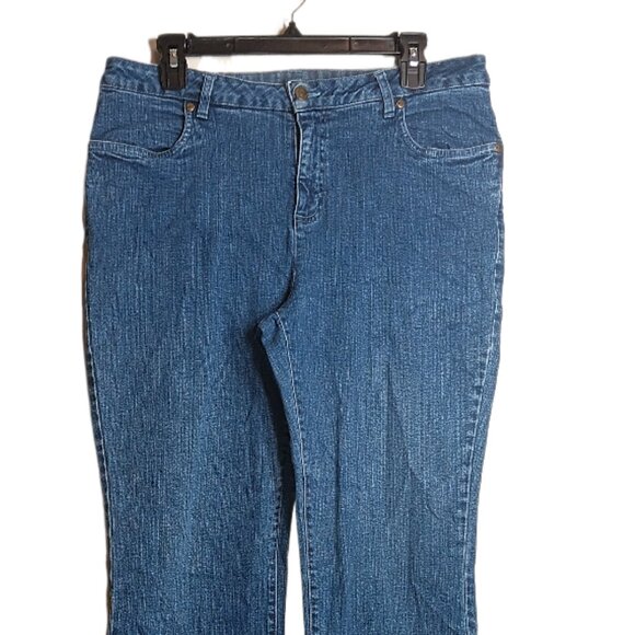 Kim Rogers Bootcut Jeans Womens 16 Petite Medium Wash High Rise Stretch Denim - Picture 2 of 4